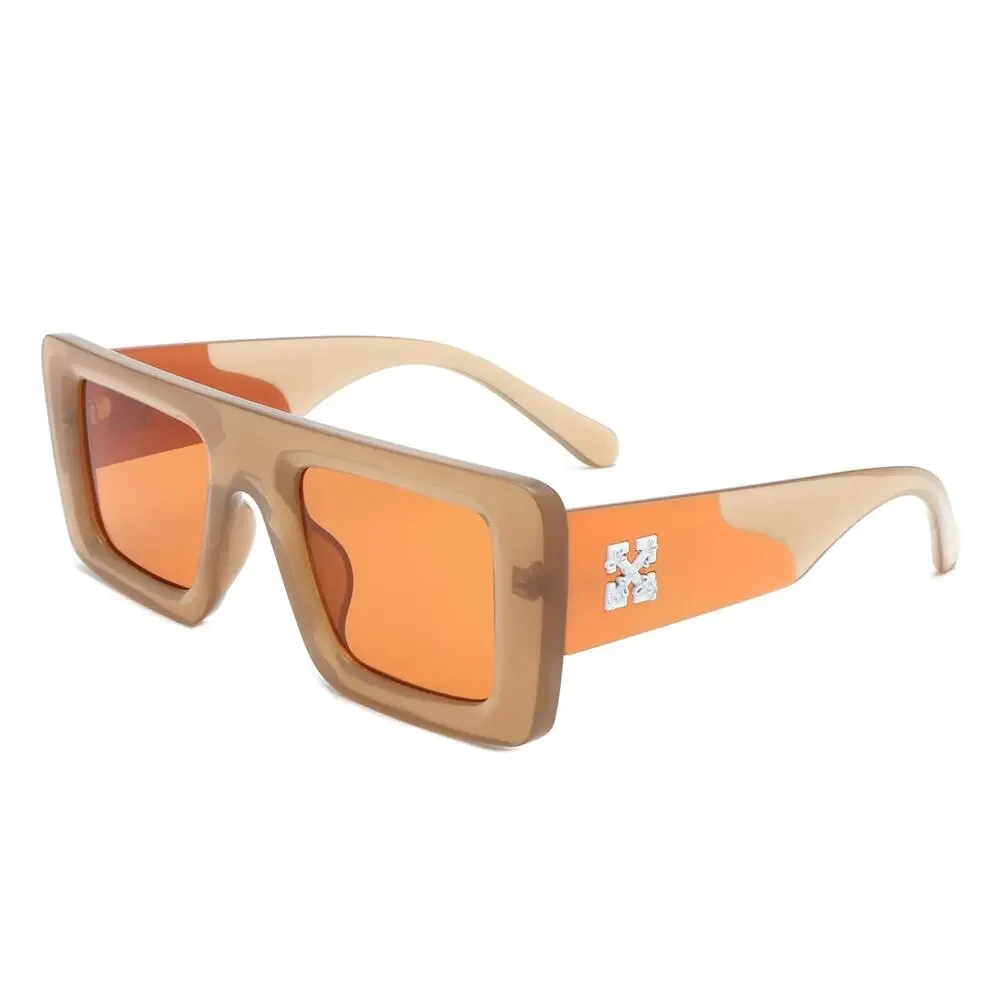 Luxury Brown & Orange Square Sunglasses Unisex Classy Exotic